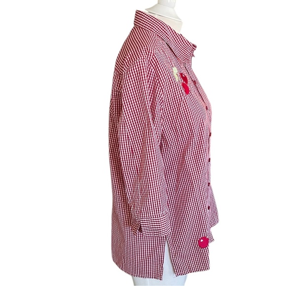 Alison Daley Red Gingham Cherry Blouse Size 8P - Picture 3 of 10